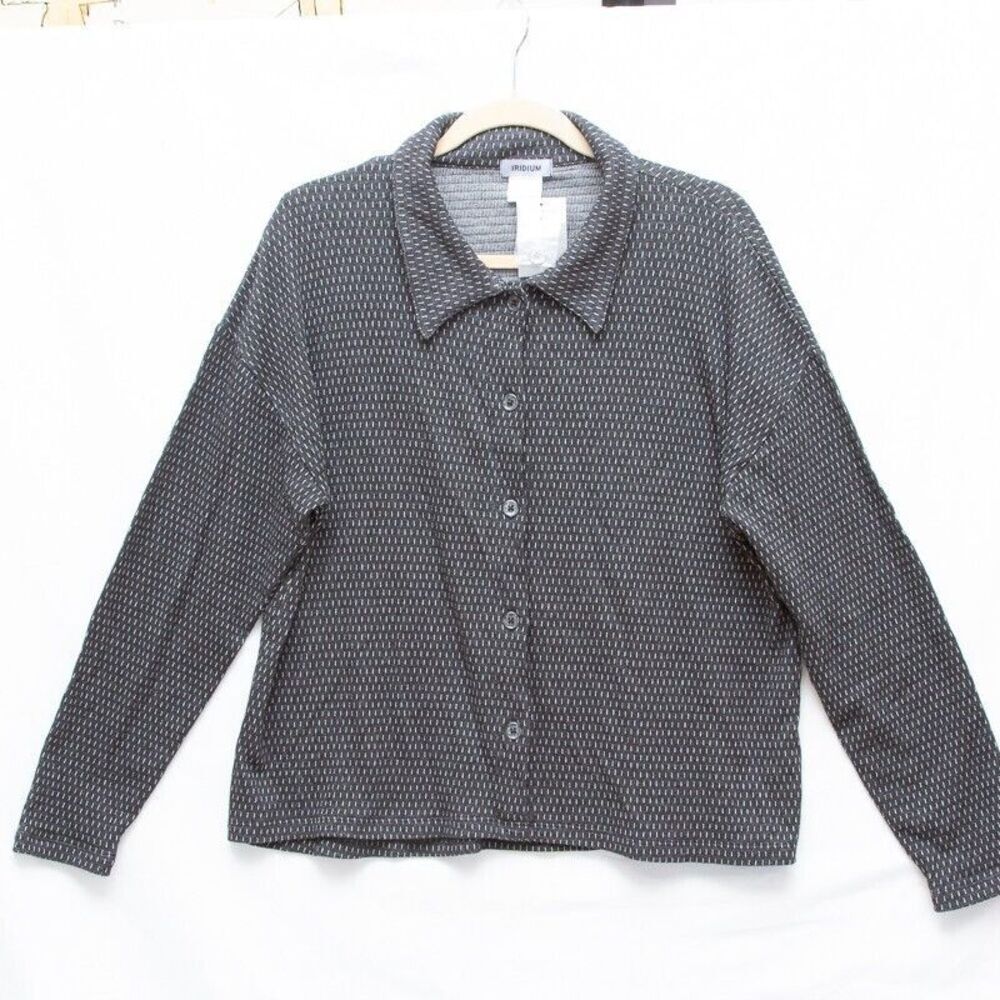 NWT Iridium Peruvian 100% Pima Cotton Men Black Button Up Shirt Sz L Long Sleeve